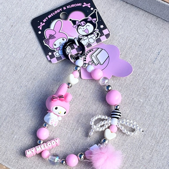 Sanrio Accessories - Sanrio My Melody Wrist Strap / Phone Charm Beaded, New with Tags, Circle Clip